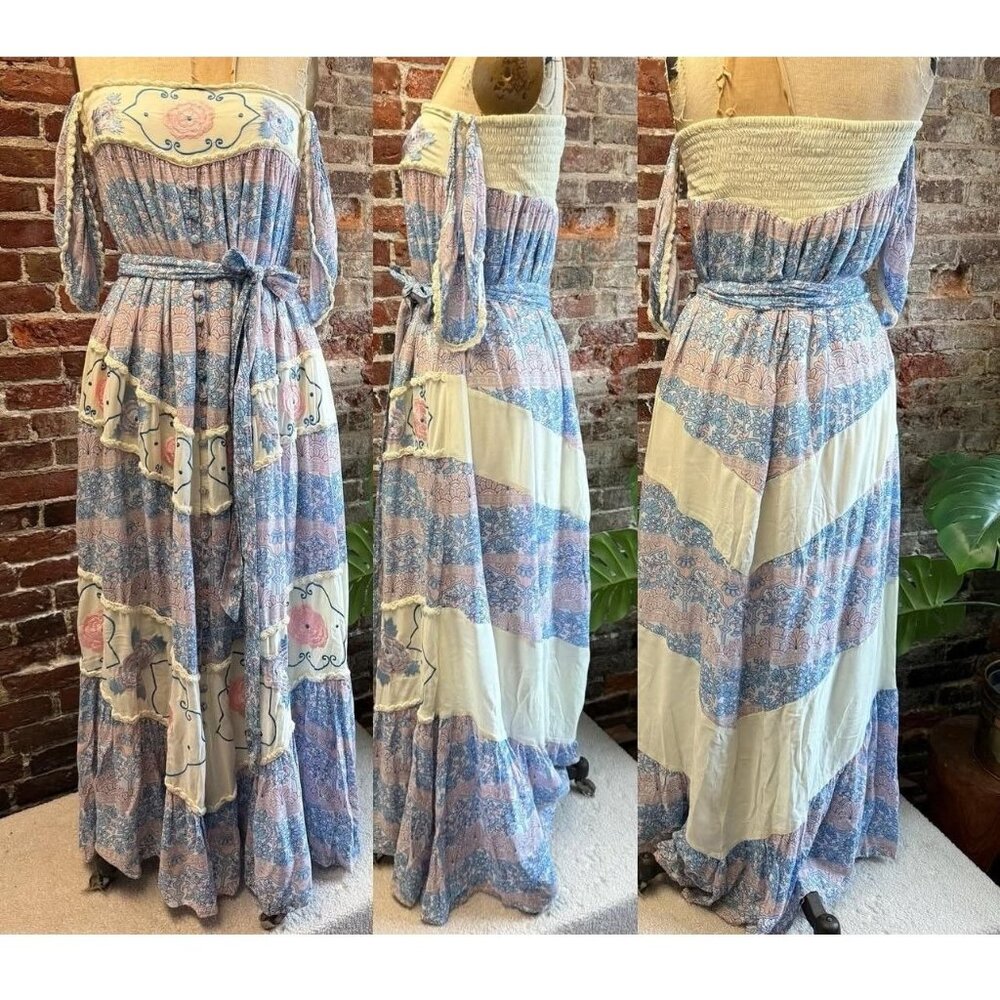 Fillyboo Maternity Vintage Bloom Boho Embroidered Garden Maxi Dress Medium - Picture 2 of 16